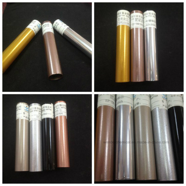 Recubrimiento de polvo de color oro cromado met&aacute;lico electrost&aacute;tico